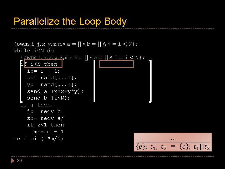 Parallelize the Loop Body if i<N then i: = i – 1; x: =