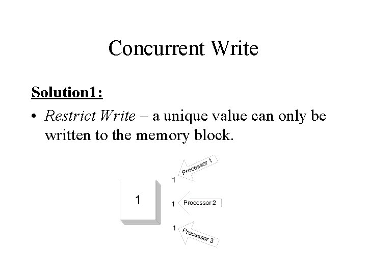 Concurrent Write Solution 1: • Restrict Write – a unique value can only be Concurrent Write Solution 1: • Restrict Write – a unique value can only be