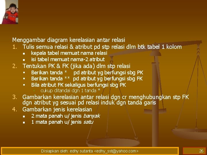 Menggambar diagram kerelasian antar relasi 1. Tulis semua relasi & atribut pd stp relasi