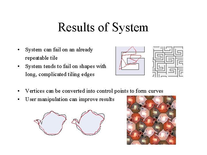 Results of System • System can fail on an already repeatable tile • System