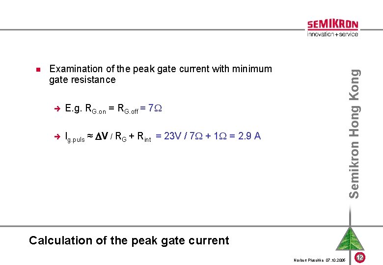Examination of the peak gate current with minimum gate resistance è Semikron Hong Kong