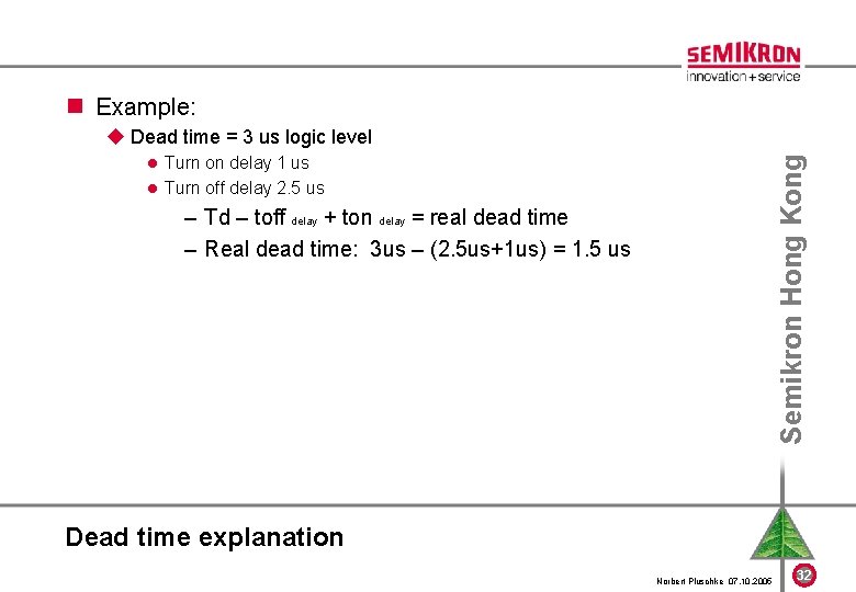 n Example: u Dead time = 3 us logic level Semikron Hong Kong l