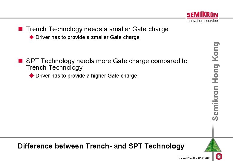n Trench Technology needs a smaller Gate charge n SPT Technology needs more Gate
