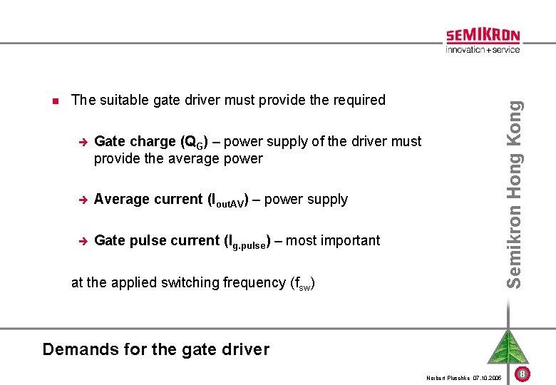n The suitable gate driver must provide the required è Gate charge (QG) –