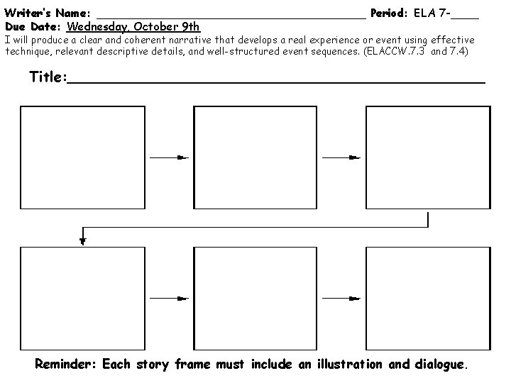 Writer’s Name: ___________________ Period: ELA 7 -____ Due Date: Wednesday, October 9 th I