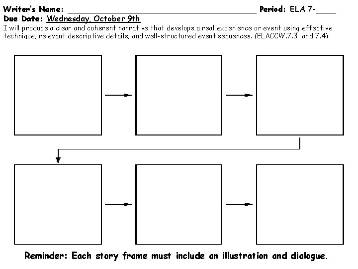 Writer’s Name: ___________________ Period: ELA 7 -____ Due Date: Wednesday, October 9 th I