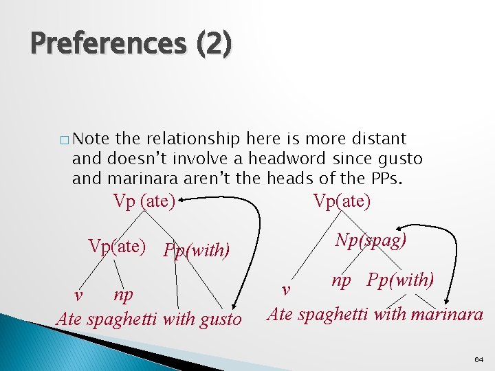 Preferences (2) � Note the relationship here is more distant and doesn’t involve a