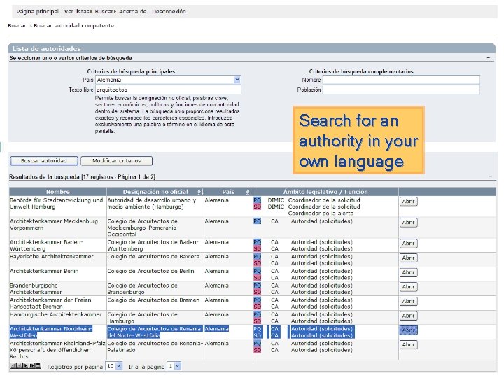 Search for an authority in your own language 6 