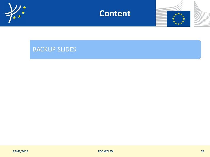 Content BACKUP SLIDES 23/05/2013 ECC WG FM 38 