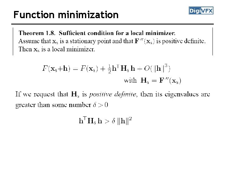 Function minimization Function minimization