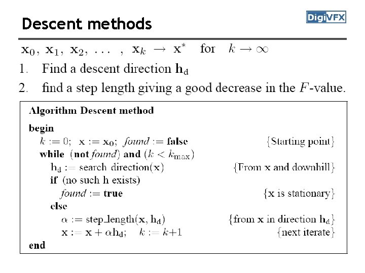 Descent methods Descent methods