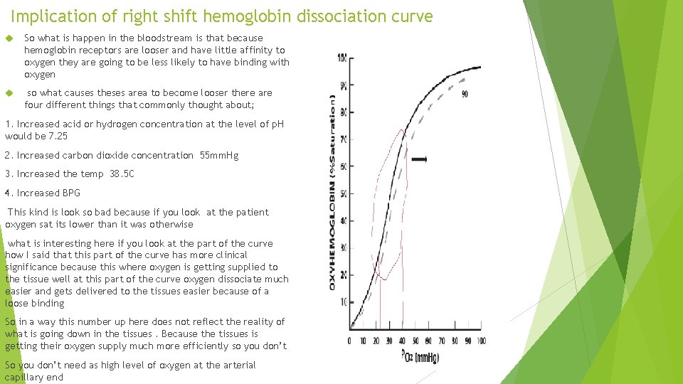 Implication of right shift hemoglobin dissociation curve So what is happen in the bloodstream