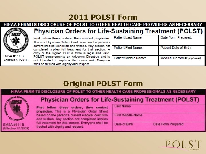 2011 POLST Form Original POLST Form 