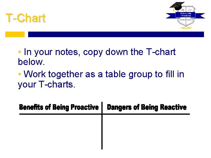T-Chart • In your notes, copy down the T-chart below. • Work together as