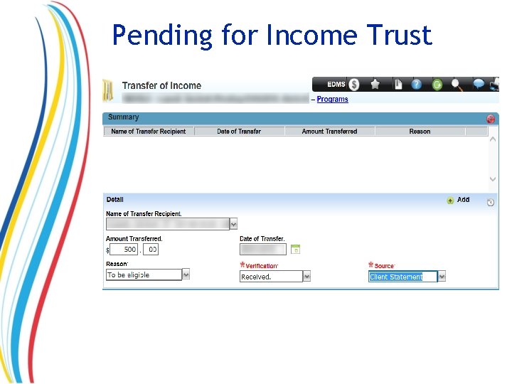 Pending for Income Trust 