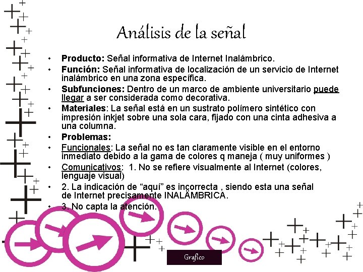 Análisis de la señal • • • Producto: Señal informativa de Internet Inalámbrico. Función: