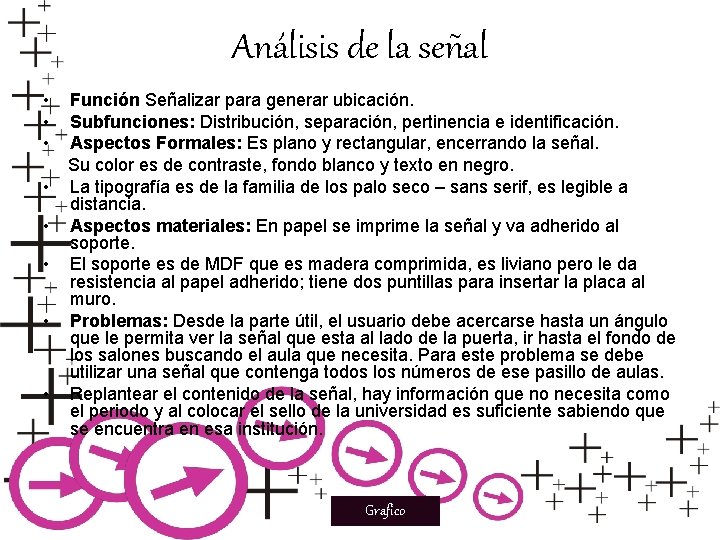 Análisis de la señal • • Función Señalizar para generar ubicación. Subfunciones: Distribución, separación,