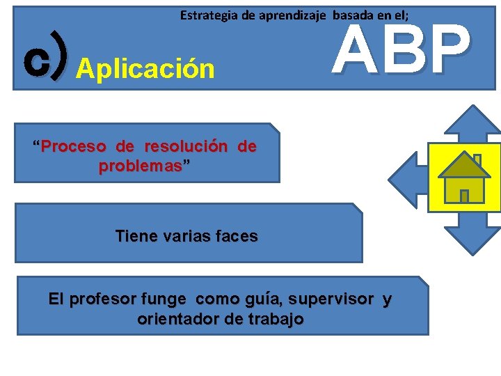 Estrategia de aprendizaje basada en el; c) Aplicación ABP “Proceso de resolución de problemas” Estrategia de aprendizaje basada en el; c) Aplicación ABP “Proceso de resolución de problemas”