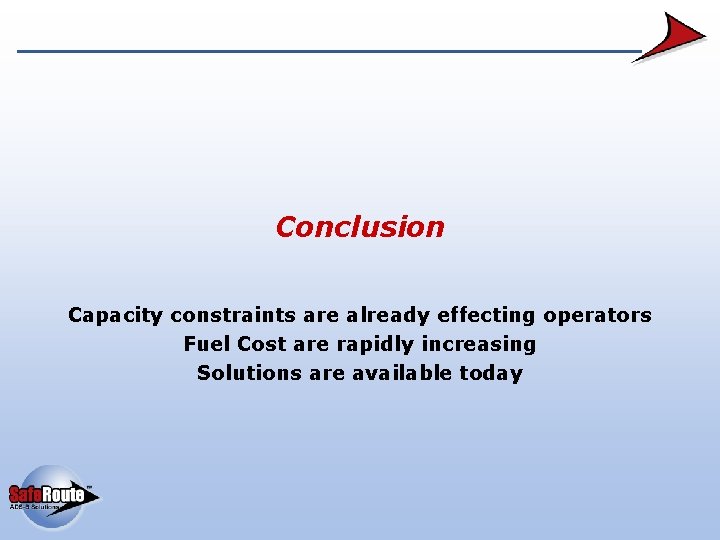 Conclusion Capacity constraints are already effecting operators Fuel Cost are rapidly increasing Solutions are