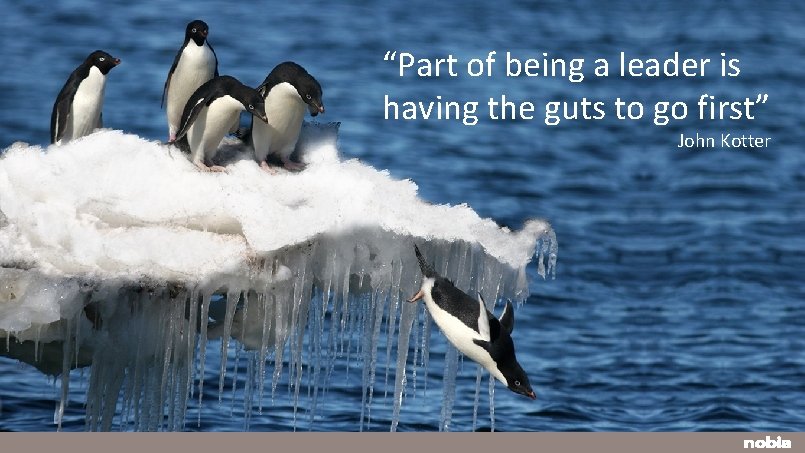 “Part of being a leader is having the guts to go first” John Kotter