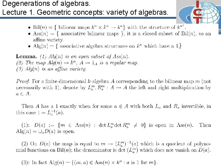 Degenerations of algebras. Lecture 1. Geometric concepts: variety of algebras. 