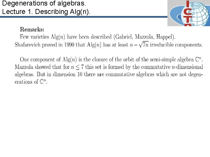 Degenerations of algebras. Lecture 1. Describing Alg(n). 