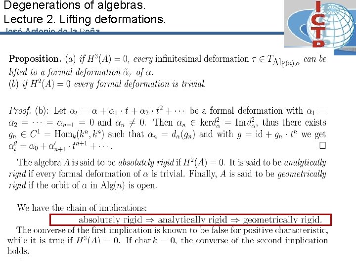 Degenerations of algebras. Lecture 2. Lifting deformations. José-Antonio de la Peña 