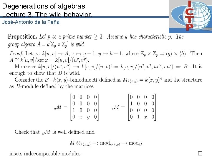 Degenerations of algebras. Lecture 3. The wild behavior. José-Antonio de la Peña 