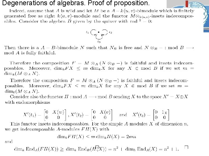 Degenerations of algebras. Proof of proposition. Lecture 3. . José-Antonio de la Peña 