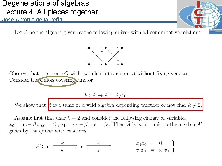 Degenerations of algebras. Lecture 4. All pieces together. José-Antonio de la Peña 