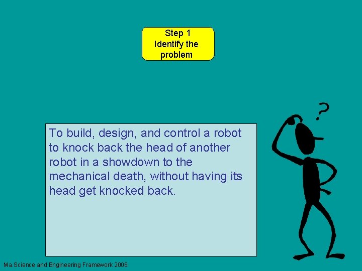 Step 1 Identify the problem To build, design, and control a robot to knock
