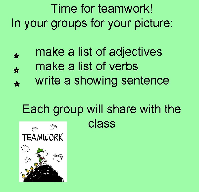 Show Dont Tell Using adjectives and verbs to