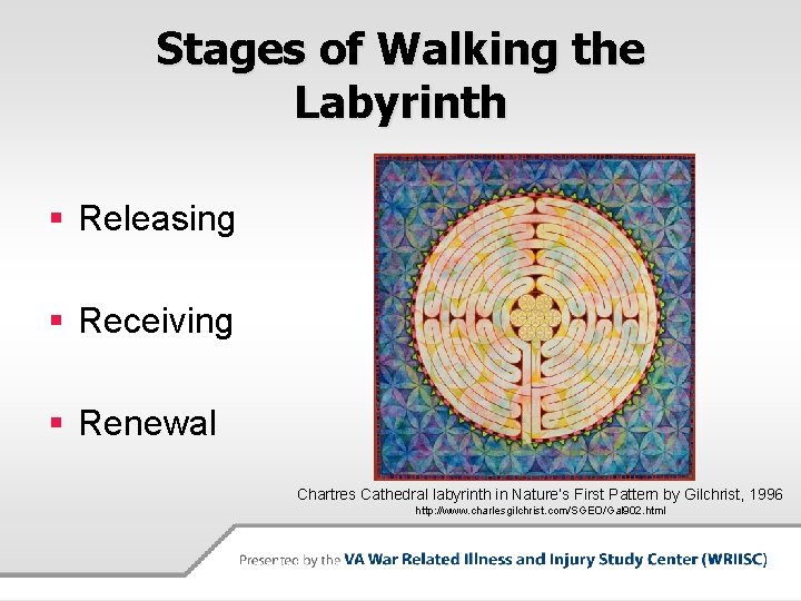 Stages of Walking the Labyrinth § Releasing § Receiving § Renewal Chartres Cathedral labyrinth