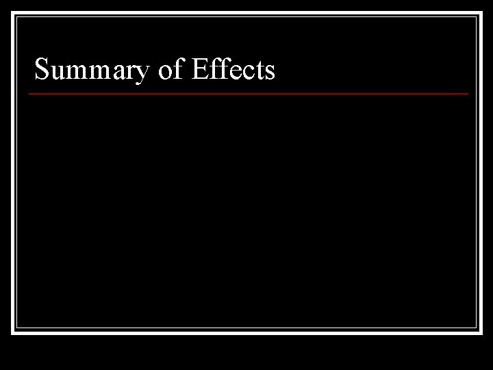 Summary of Effects 