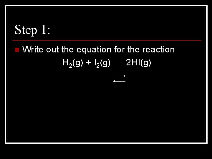 Step 1: n Write out the equation for the reaction H 2(g) + I
