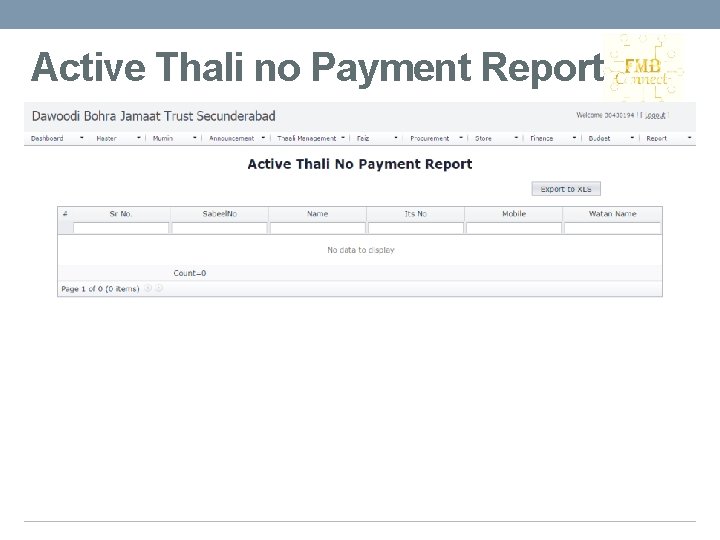 Active Thali no Payment Report 