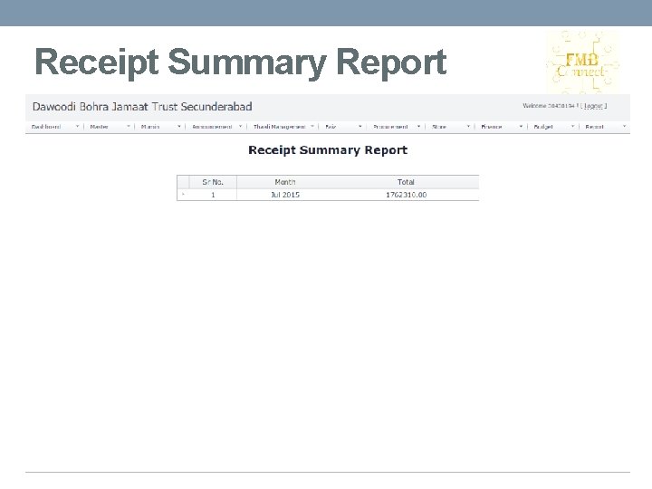 Receipt Summary Report 