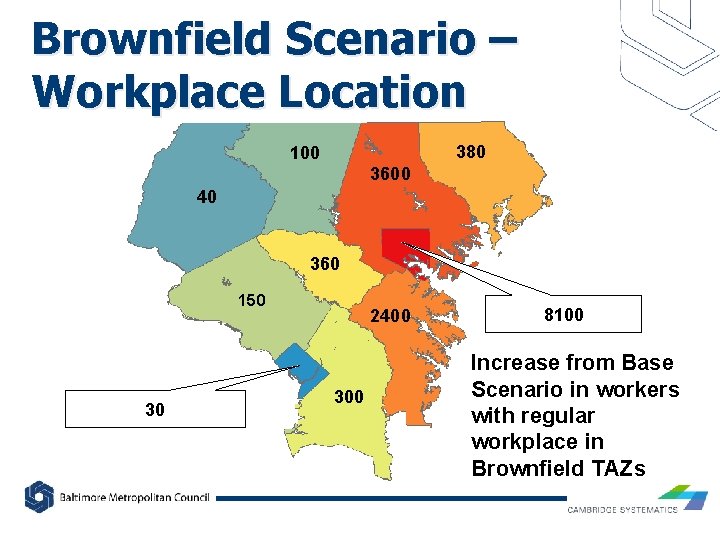 Brownfield Scenario – Workplace Location 380 100 3600 40 360 150 30 2400 300