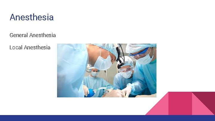 Anesthesia General Anesthesia Local Anesthesia Anesthesia General Anesthesia Local Anesthesia