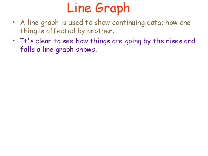 Line Graph • A line graph is used to show continuing data; how one