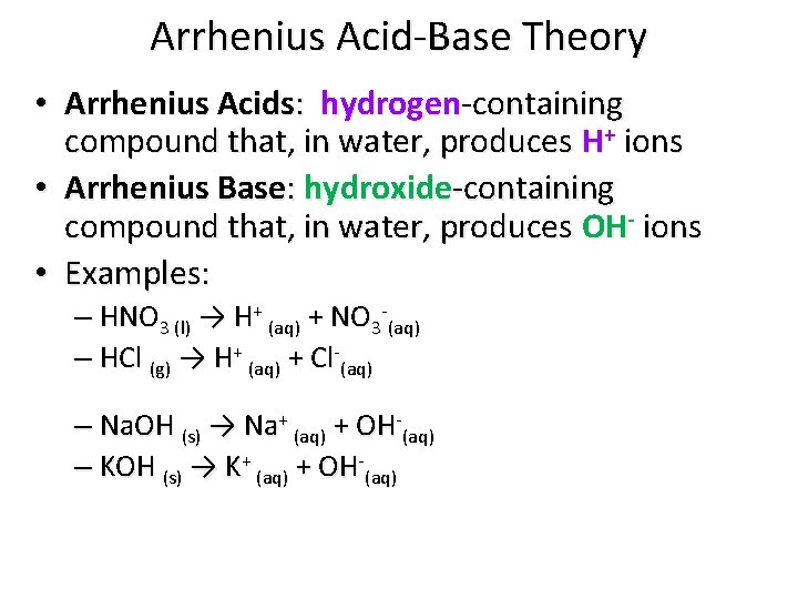 Chemistry 104 Chapter Nine Part 1 Acids Bases