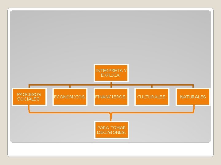 INTERPRETA Y EXPLICA: PROCESOS SOCIALES. ECONOMICOS. FINANCIEROS. PARA TOMAR DECISIONES. CULTURALES. NATURALES 