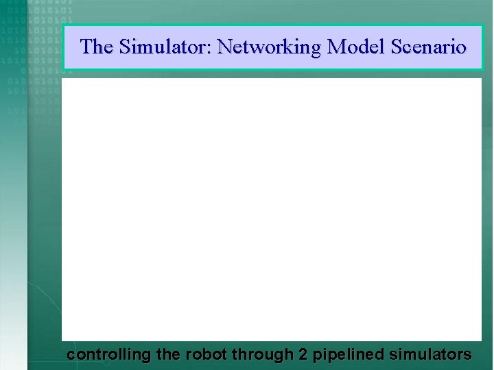 The Simulator: Networking Model Scenario controlling the robot through 2 pipelined simulators 