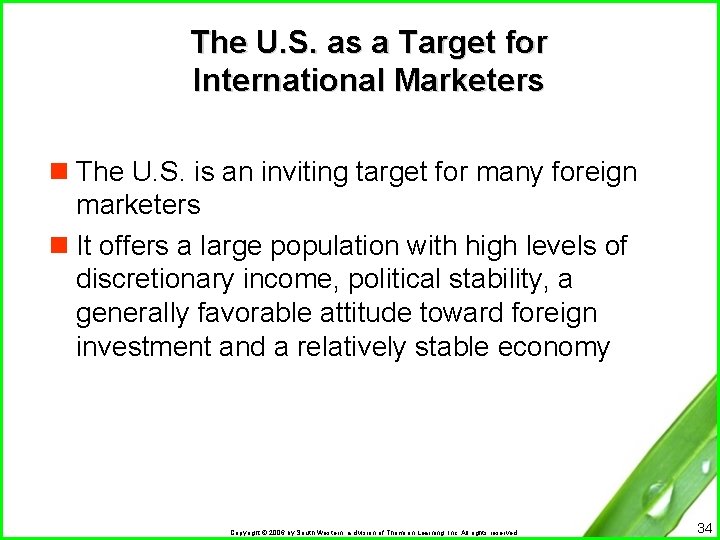 The U. S. as a Target for International Marketers n The U. S. is