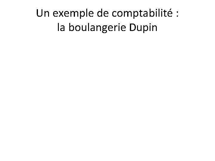 Un exemple de comptabilité : la boulangerie Dupin 