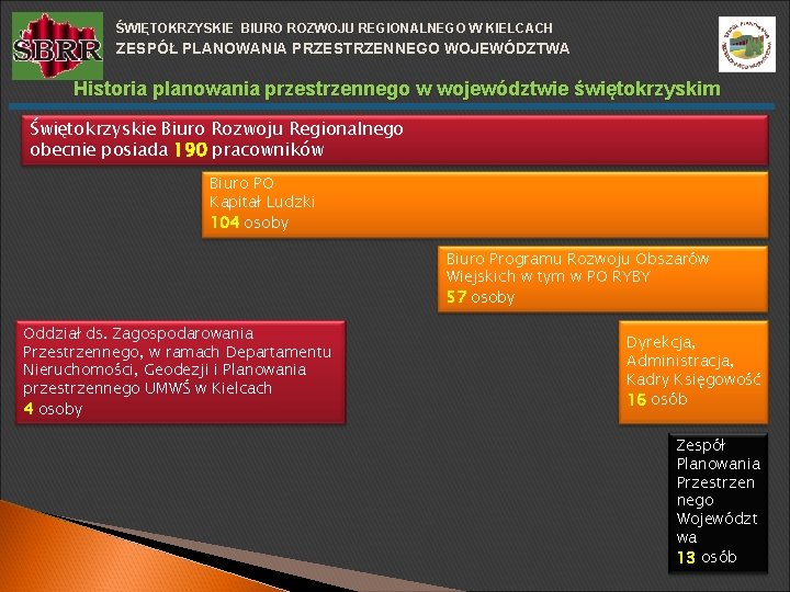 ŚWIĘTOKRZYSKIE BIURO ROZWOJU REGIONALNEGO W KIELCACH ZESPÓŁ PLANOWANIA PRZESTRZENNEGO WOJEWÓDZTWA Historia planowania przestrzennego w