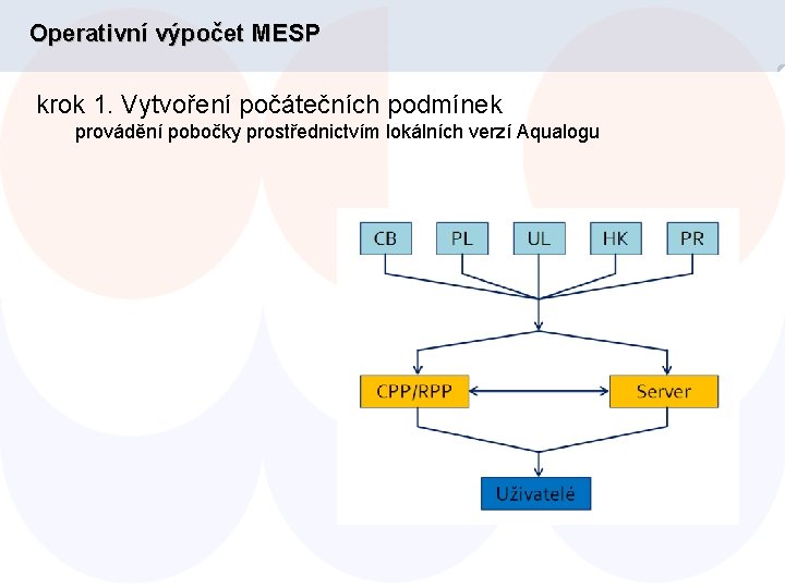 Operativní výpočet MESP krok 1. Vytvoření počátečních podmínek provádění pobočky prostřednictvím lokálních verzí Aqualogu