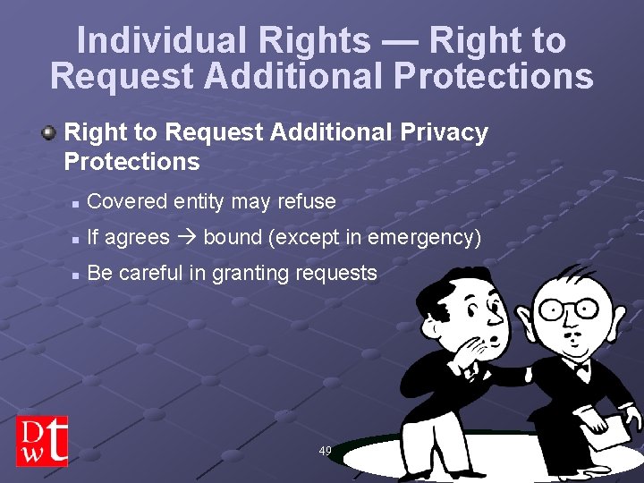 Individual Rights — Right to Request Additional Protections Right to Request Additional Privacy Protections