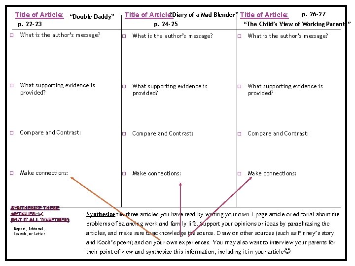 Title of Article: “Double Daddy” “Diary of a Mad Blender” Title of Article: p.