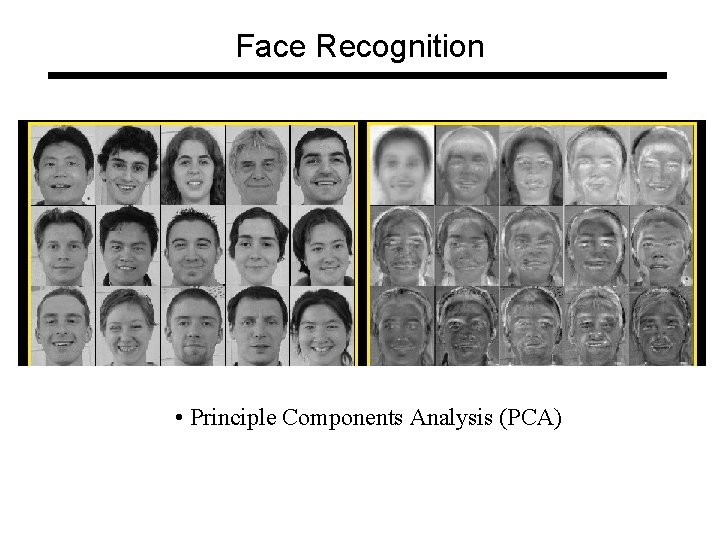 Face Recognition • Principle Components Analysis (PCA) 